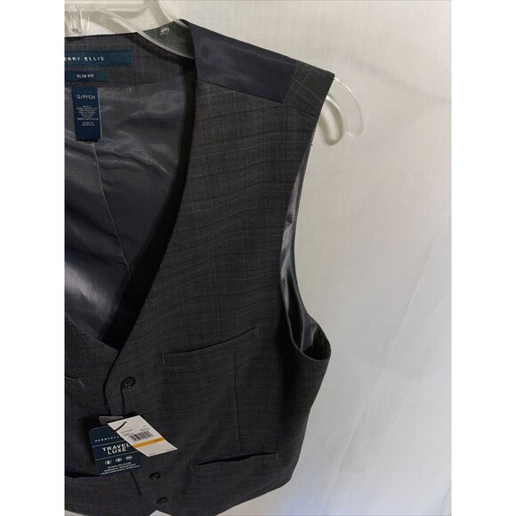 Perry Ellis Dress Vest Men’s Slim Fit Small Gray 5 Button Pockets Polyester NWT - Picture 5 of 12